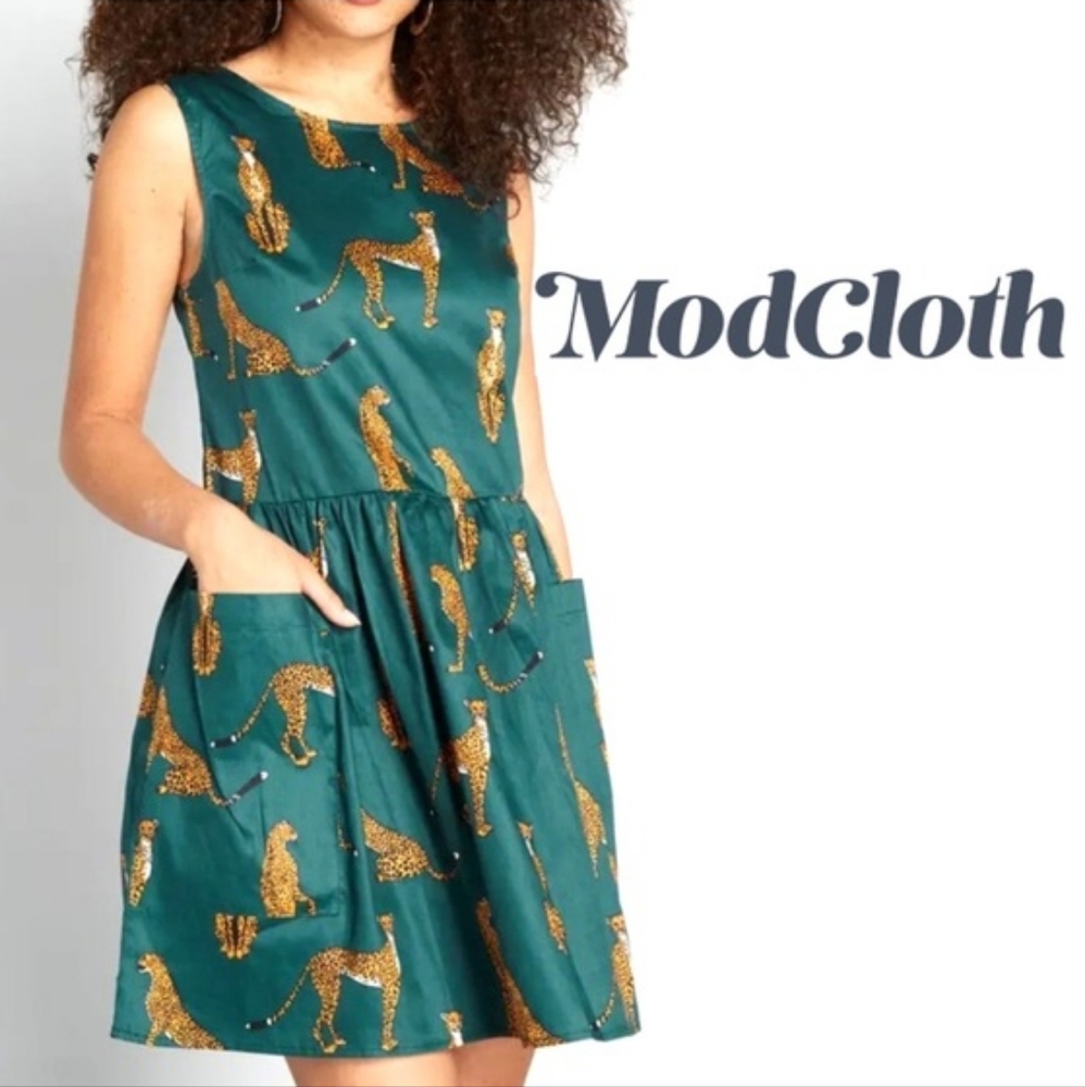 🐆 Modcloth - Cheetah print dress with pockets - Size S  (New with tags)